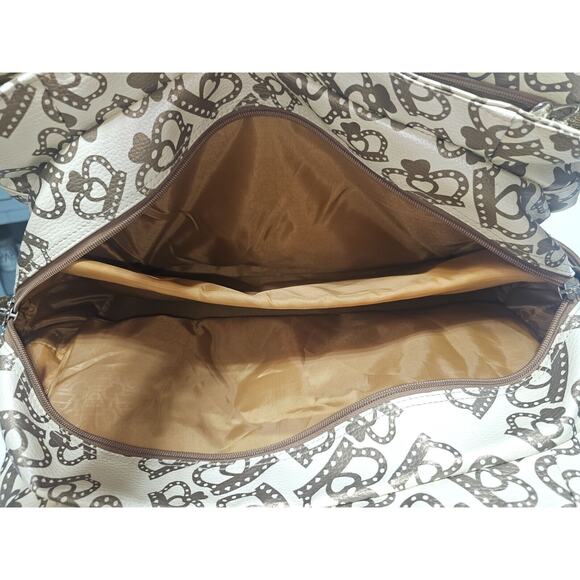 Kathy Van Zeeland Y2K Carry On Crown Duffel Bag Suitcase Vintage Gold/Cream - Picture 10 of 16